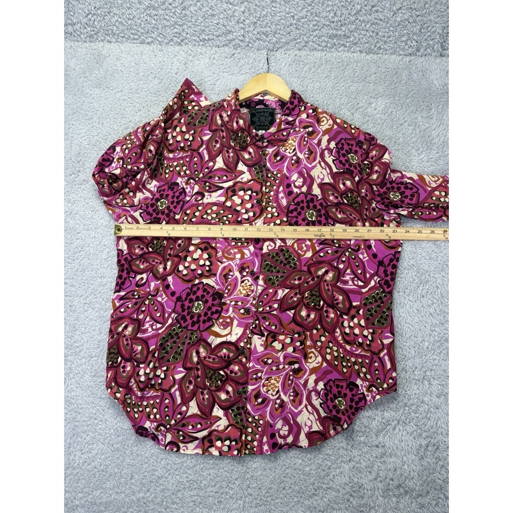 Johnny Was Dreamers Vivanna Silk Blouse M Floral Button Front Boho Shirt Top - Picture 9 of 10